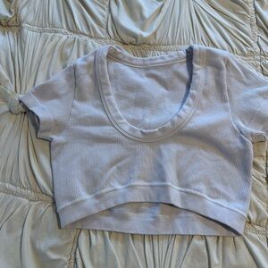 ALO Yoga White Short Sleeve Crop Top